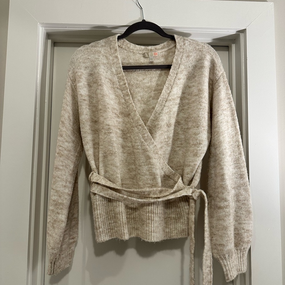 Gianni Bini Faux Wrap Soft Cream Sweater